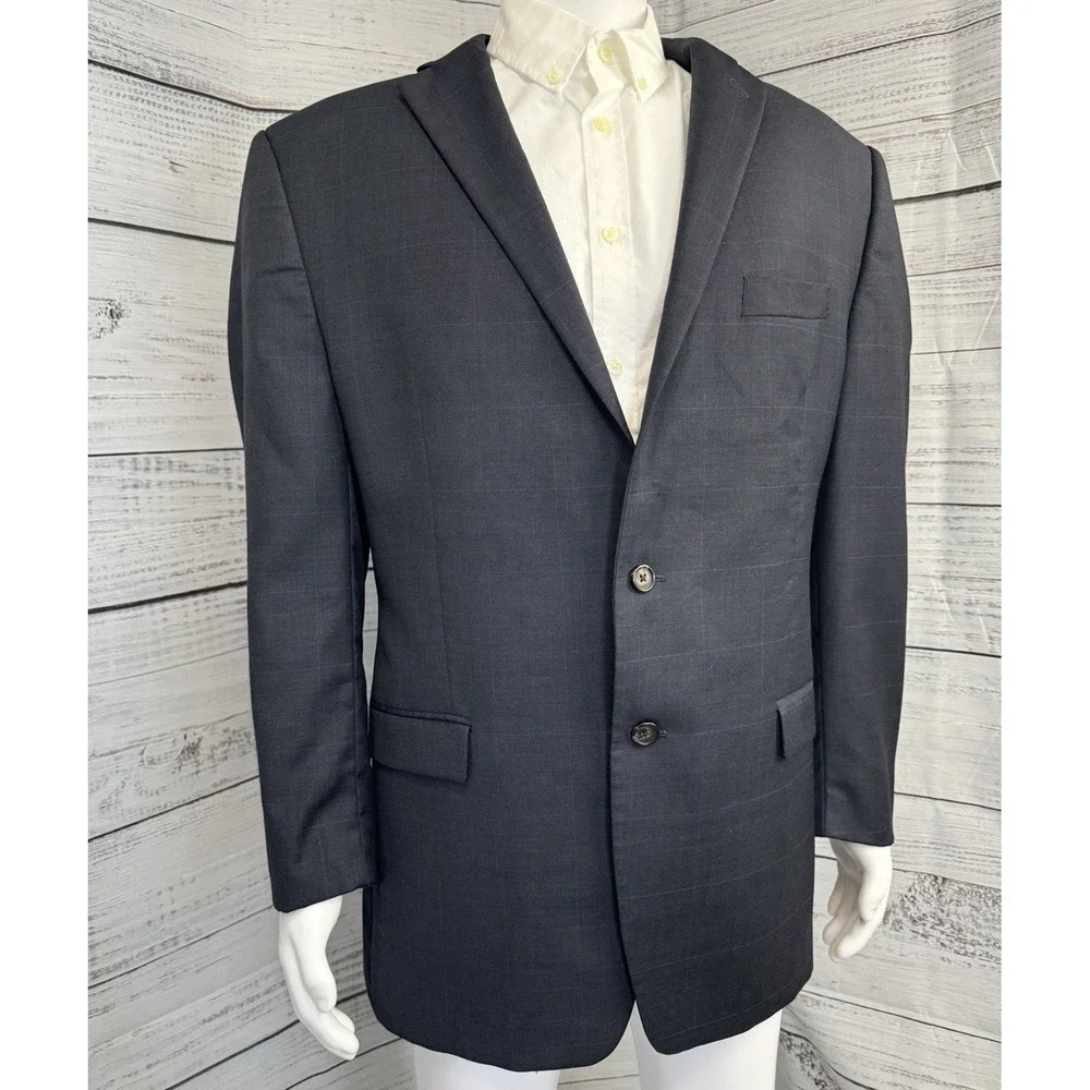 Lauren Ralph Lauren 42R 42x32 Blue‎ Glenn Check 100% Wool Mens Suit
